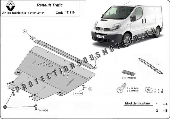 Cache sous moteur et de la boîte de vitesse Renault Trafic