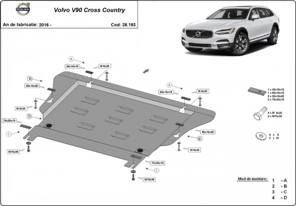 Cache sous moteur et de la boîte de vitesse Volvo V90 Cross Country