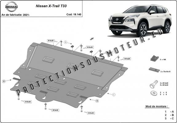 Cache sous moteur et de la boîte de vitesse Nissan X-Trail T33