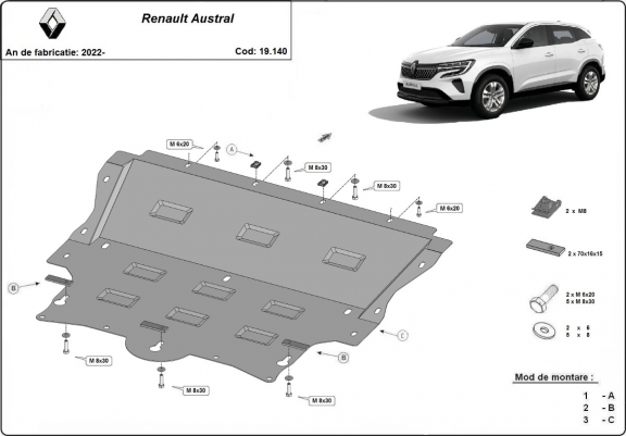 Cache sous moteur et de la boîte de vitesse Renault Austral