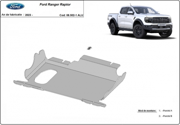 Cache sous moteur et de la boîte de vitesse Ford Ranger Raptor Aluminium