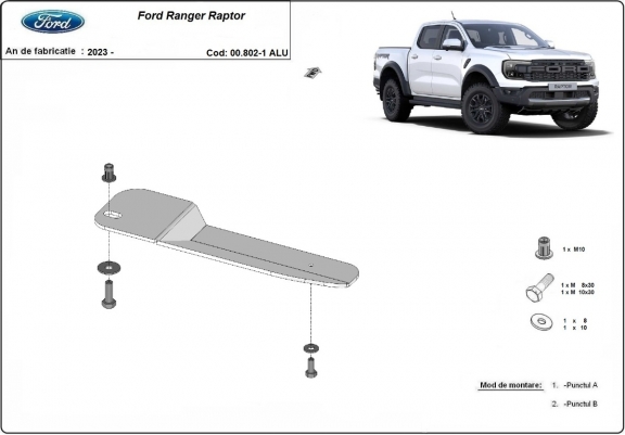 Cache de protection de filtre à carburant Ford Ranger Raptor - Aluminium