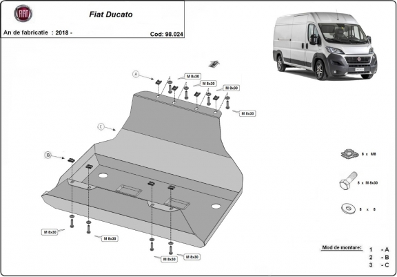 Cache de protection de réservoir Fiat Ducato