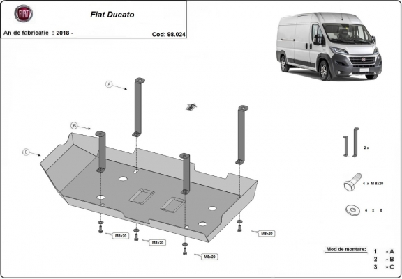 Cache de protection réservoir AdBlue Fiat Ducato