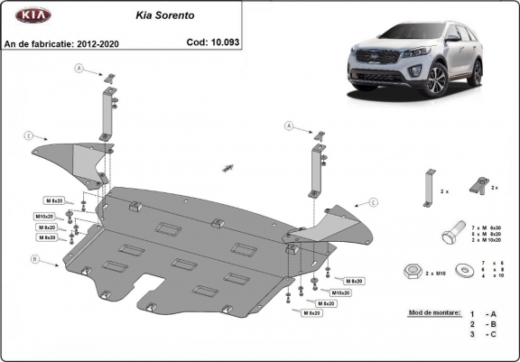 Cache sous moteur et de la boîte de vitesse Kia Sorento UM