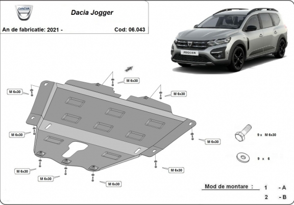 Cache sous moteur et de la boîte de vitesse Dacia Jogger