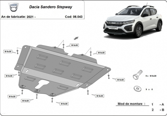 Cache sous moteur et de la boîte de vitesse Dacia Sandero 3 Stepway