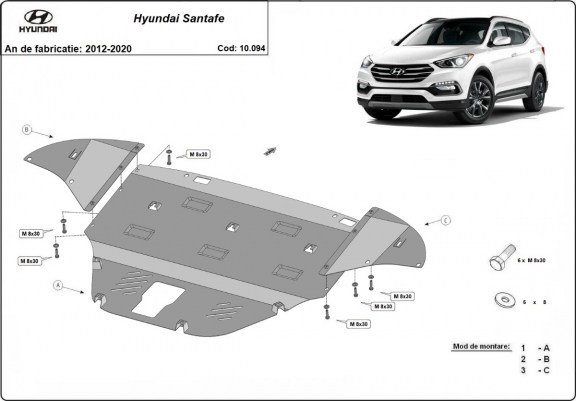 Cache sous moteur et de la boîte de vitesse Hyundai Santa Fe