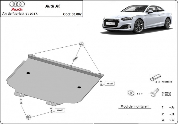 Cache de protection de la boîte de vitesse Audi A5