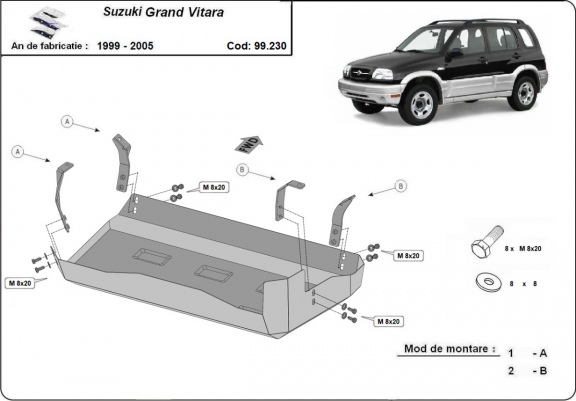 Cache de protection de réservoir Suzuki Grand Vitara
