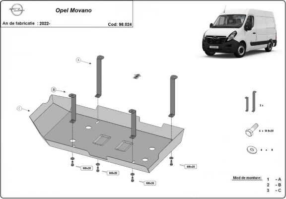 Cache de protection réservoir AdBlue Opel Movano C 