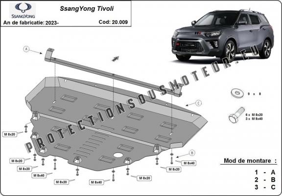 Cache sous moteur et de la radiateur SsangYong Tivoli