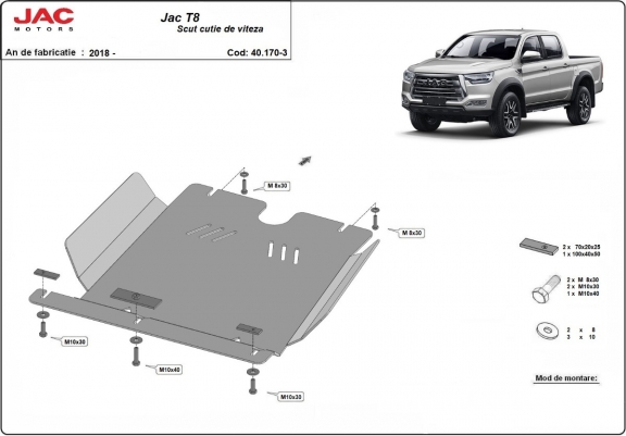 Cache de protection de la boîte de vitesse Jac T8