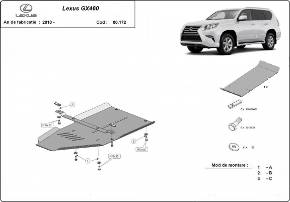 Cache de protection de la boîte de vitesse Lexus GX460