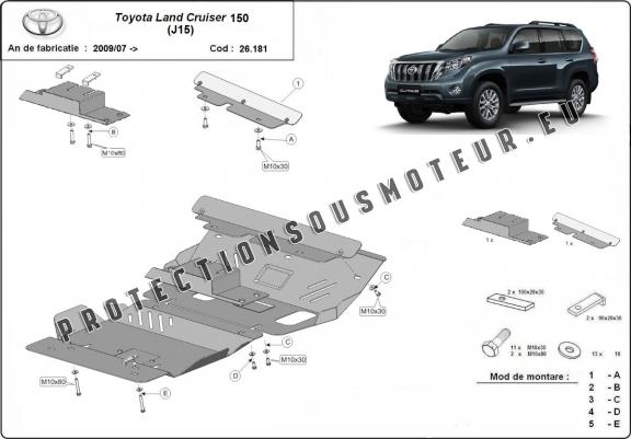 Cache Sous Moteur Toyota Land Cruiser 150 - Aluminium