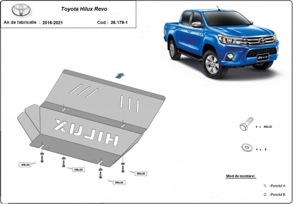 Cache de protection de radiateur Toyota Hilux Revo - Aluminium