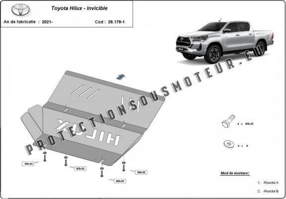 Cache de protection de radiateur Toyota Hilux Invincible - Aluminium