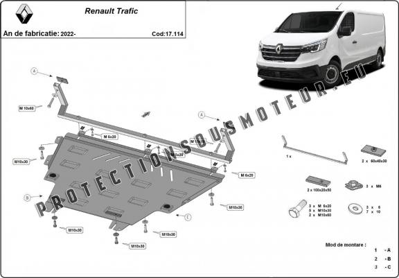 Cache sous moteur et de la boîte de vitesse Renault Trafic