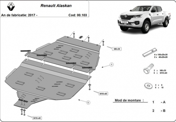Cache de protection de la boîte de vitesse Renault Alaskan