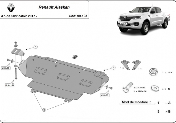 Cache de protection de radiateur Renault Alaskan