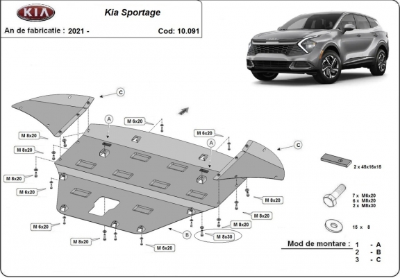 Cache sous moteur et de la boîte de vitesse Kia Sportage
