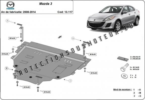 Cache sous moteur et de la boîte de vitesse Mazda 3