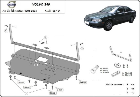 Cache sous moteur et de la boîte de vitesse Volvo S40