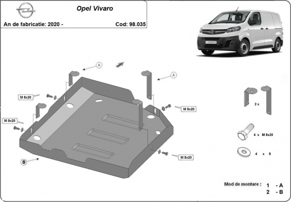 Cache de protection réservoir AdBlue Opel Vivaro C 