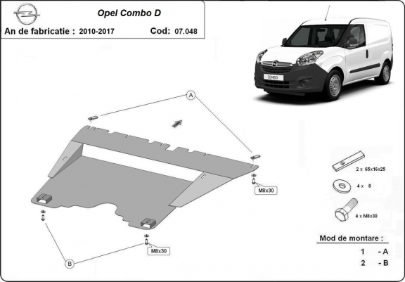 Cache sous moteur et de la boîte de vitesse Opel Combo D 