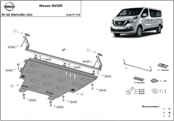 Cache sous moteur et de la boîte de vitesse Nissan NV300