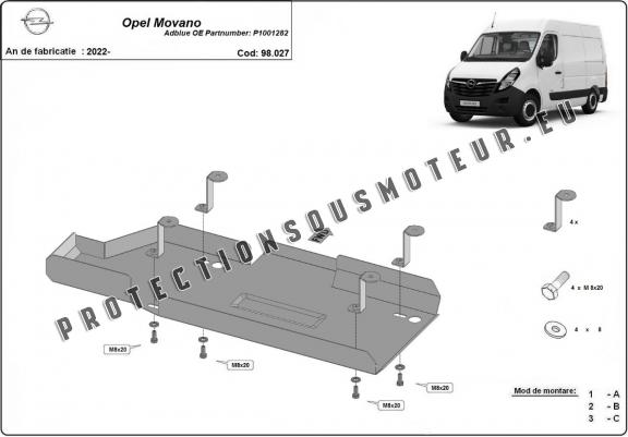 Cache de protection réservoir AdBlue Opel Movano C 
