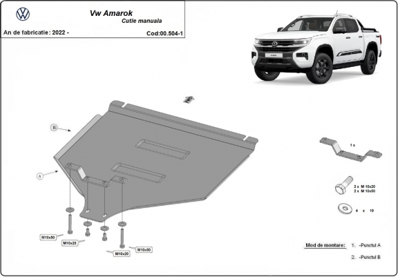 Cache de protection de la boîte de vitesse manuelle Volkswagen Amarok 2