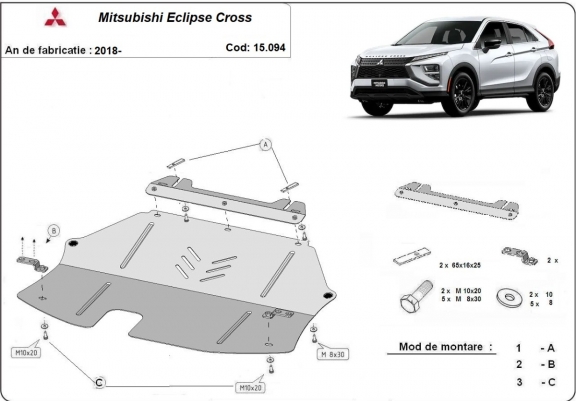 Cache sous moteur et de la boîte de vitesse Mitsubishi Eclipse Cross