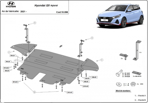 Cache sous moteur et de la boîte de vitesse Hyundai i20 Hybrid