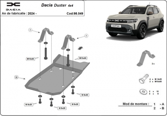 Cache de protection du différentiel en aluminium Dacia Duster 4x4