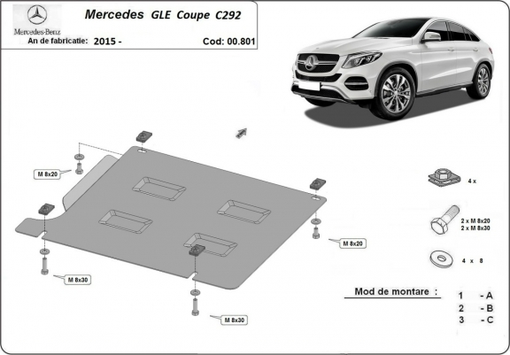 Cache de protection de la boîte de vitesse Mercedes GLE Coupe C292