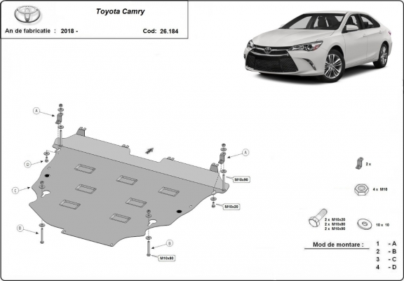 Cache sous moteur et de la boîte de vitesse Toyota Camry Aluminium