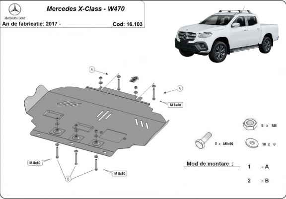 Cache sous moteur Mercedes X-Class W470