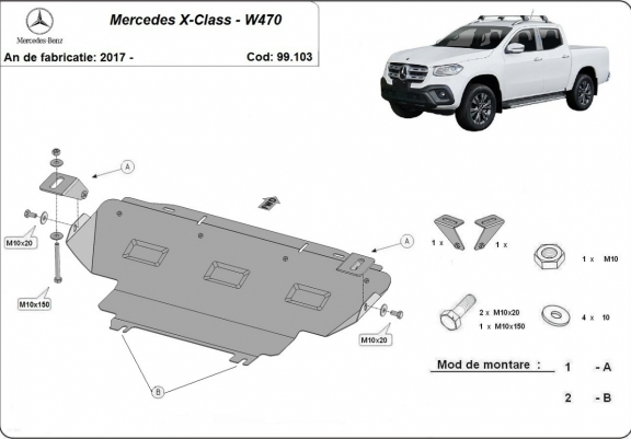 Cache de protection de radiateur Mercedes X-Class W470
