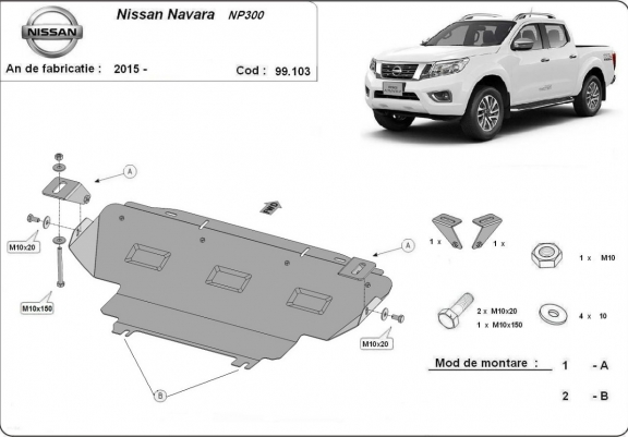Cache de protection de radiateur Nissan Navara NP300 - D23