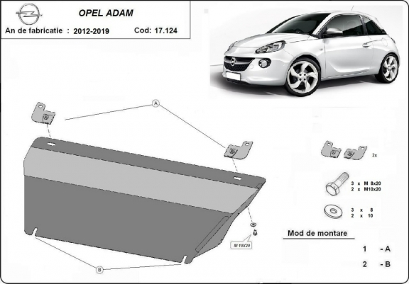 Cache sous moteur et de la boîte de vitesse Opel Adam