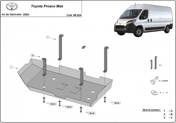 Cache de protection réservoir AdBlue Toyota Proace Max