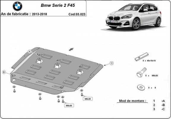 Cache sous moteur et de la boîte de vitesse  BMW Seria 2 F45 / F46	