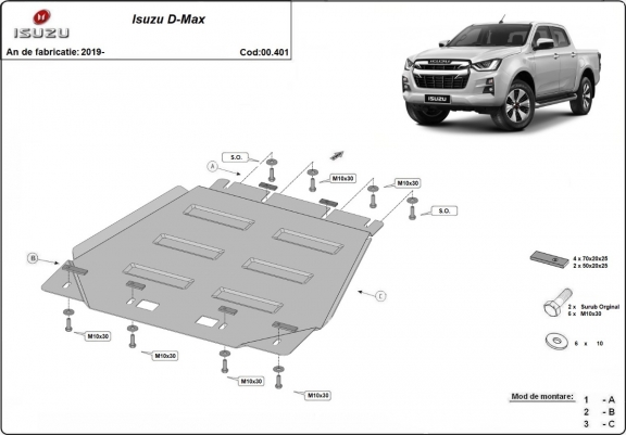 Cache de protection de la boîte de vitesse Isuzu D-Max