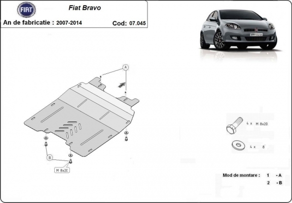 Cache sous moteur et de la boîte de vitesse Fiat Bravo