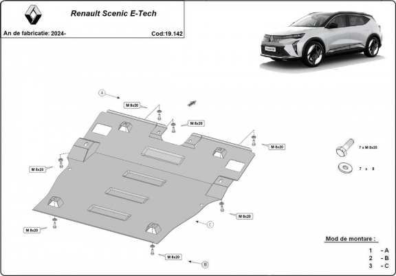 Cache sous moteur et de la boîte de vitesse Renault Scenic E-Tech
