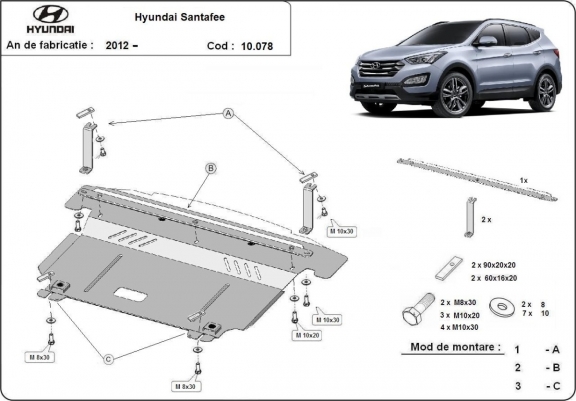 Cache sous moteur et de la boîte de vitesse Hyundai Santa Fe