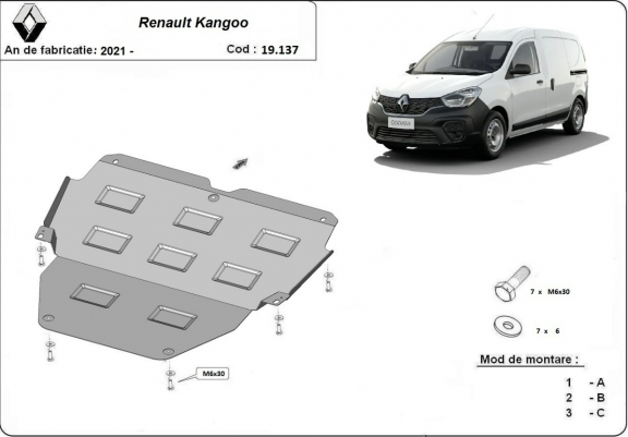 Cache sous moteur et de la boîte de vitesse Renault Kangoo