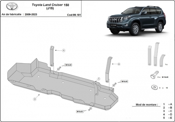 Cache de protection de réservoir Toyota Land Cruiser J150