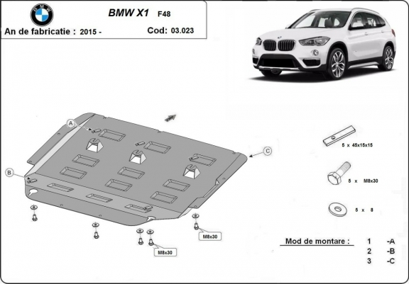Cache sous moteur et de la boîte de vitesse BMW X1  F48